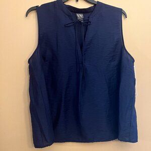 Worthington Woman's V Neck Sleeveless Blouse, Navy, Size various